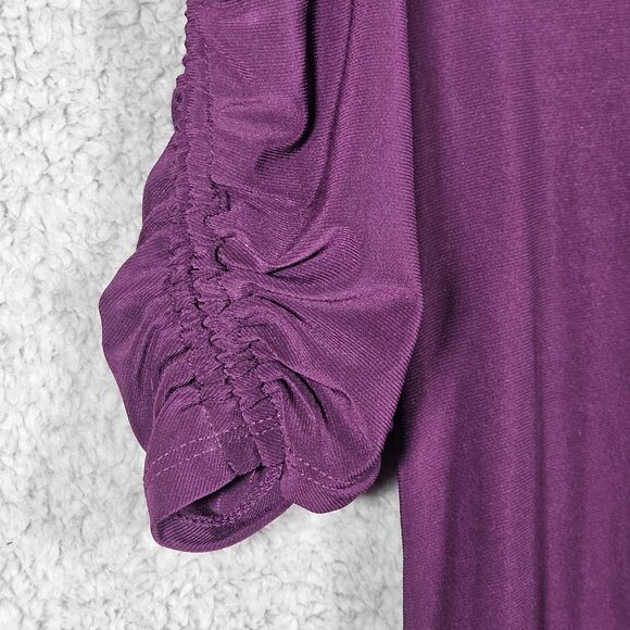 Perseption Conception Purple Ruched 3/4 Sleeve Womens Top With Button Accents S - Picture 4 of 12